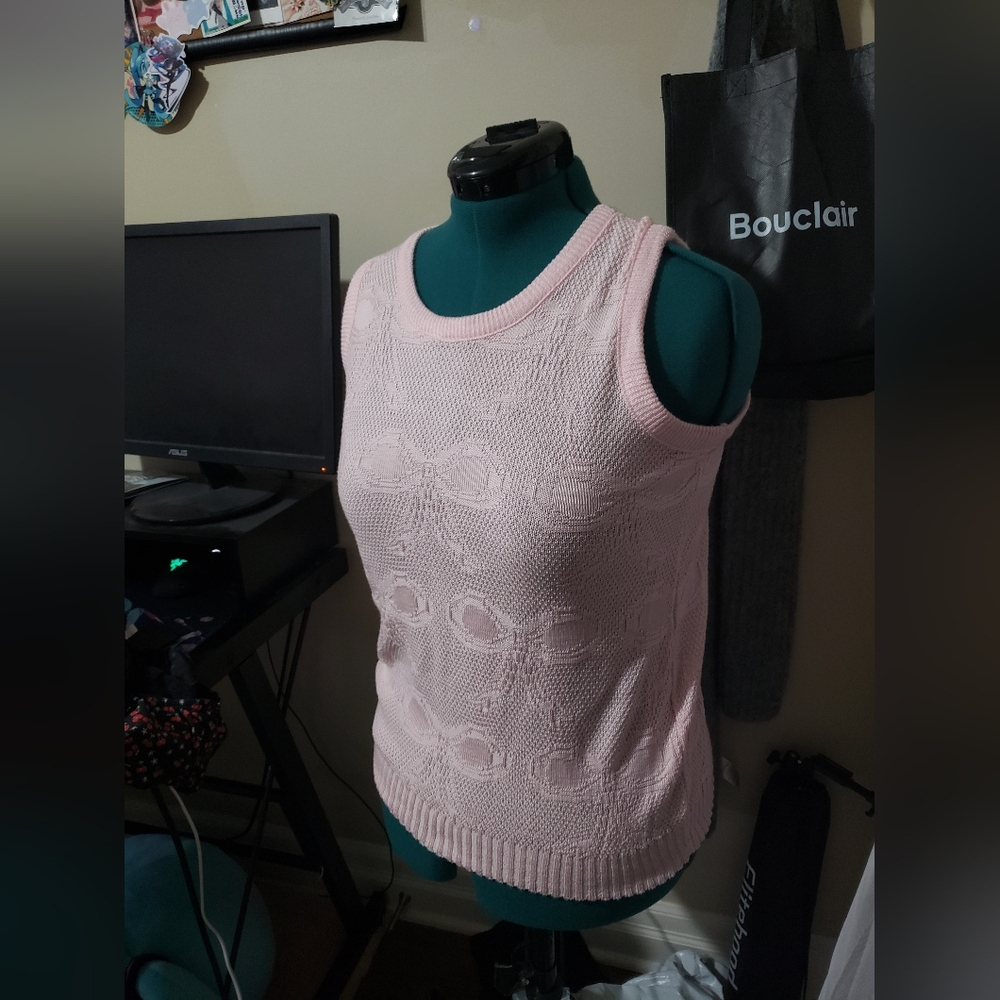 Light Pink Bow Knit Tank Top